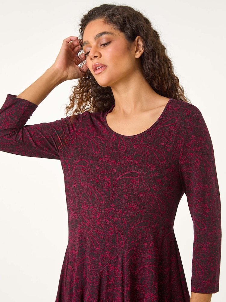 Roman Red Paisley Print Hanky Hem Top - Image 1 of 6