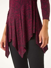 Roman Red Paisley Print Hanky Hem Top - Image 6 of 6