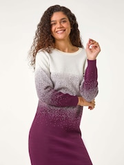 Roman Purple Ombre Knitted Jumper Dress - Image 2 of 5