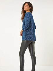 Roman Blue Shimmer Zig Zag Pleat Front Top - Image 4 of 6