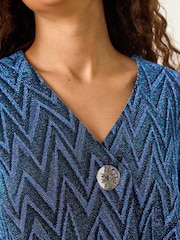 Roman Blue Shimmer Zig Zag Pleat Front Top - Image 6 of 6