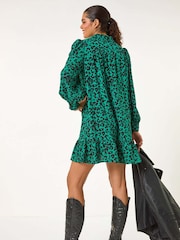 Roman Green Abstract Print Shirt Dress - Image 4 of 6