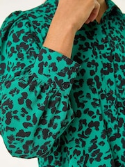 Roman Green Abstract Print Shirt Dress - Image 6 of 6