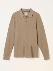 FatFace Shawford Dark Natural Long Sleeve Polo - Image 2 of 5