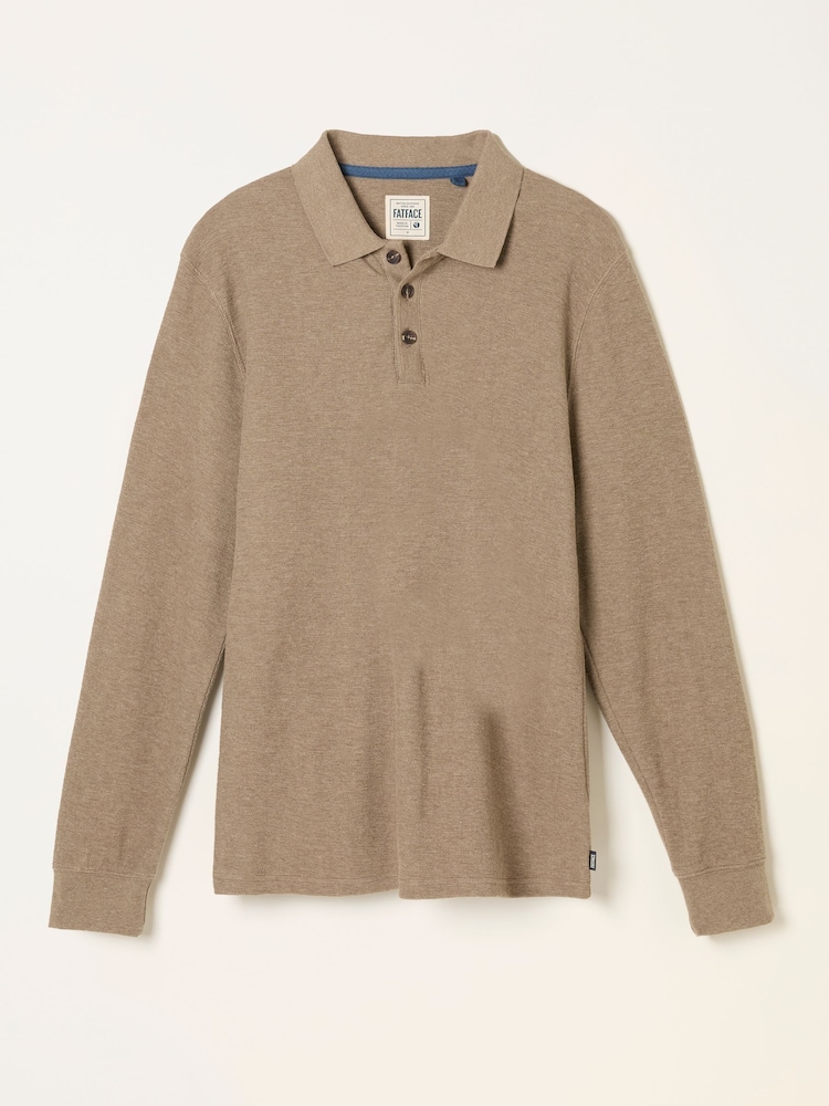 FatFace Shawford Dark Natural Long Sleeve Polo - Image 2 of 5 FatFace Shawford Dark Natural Long Sleeve Polo - Image 2 of 5