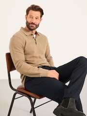 FatFace Shawford Dark Natural Long Sleeve Polo - Image 4 of 5