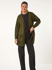 Roman Green Soft Knit Longline Cardigan - Image 4 of 6