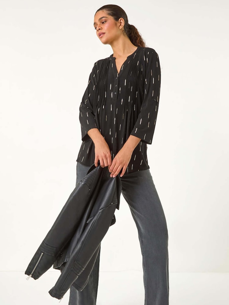 Roman Dash Foil Print Pintuck Shirt - Bild 1 von 5