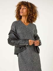 Roman Sequin Detail Stretch Jumper Dress - Image 1 of 5