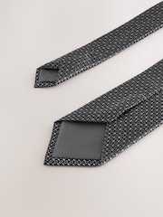 Grey Wide Silk Tie With Tie Clip - Image 3 of 3