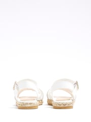 River Island White Chrome Girls Diamante Espadrille Sandals - Image 3 of 5