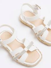River Island White Chrome Girls Diamante Espadrille Sandals - Image 4 of 5
