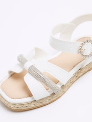 River Island White Chrome Girls Diamante Espadrille Sandals - Image 5 of 5