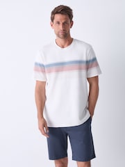 Ecru 100% Cotton Smart Colour Block T-Shirt - Image 1 of 6