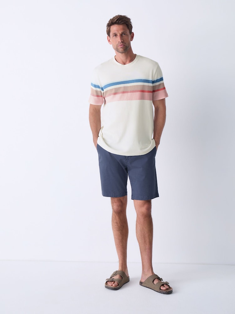Ecru 100% Cotton Smart Colour Block T-Shirt - Image 2 of 7 Ecru 100% Cotton Smart Colour Block T-Shirt - Image 2 of 7