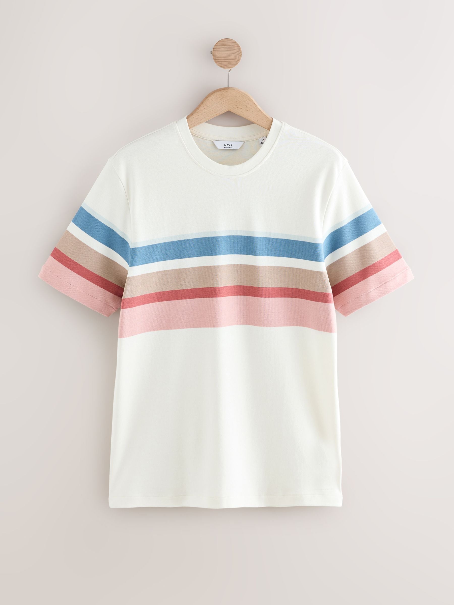 Buy Ecru 100% Cotton Smart Colour Block T-Shirt from the