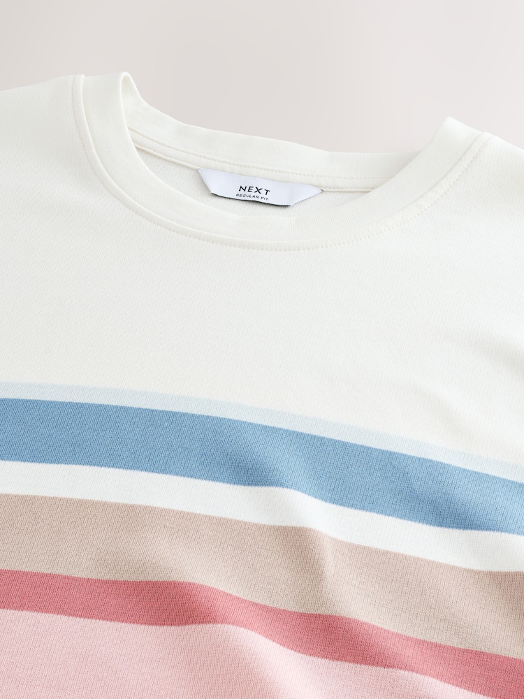 Ecru 100% Cotton Smart Colour Block T-Shirt - Image 7 of 7