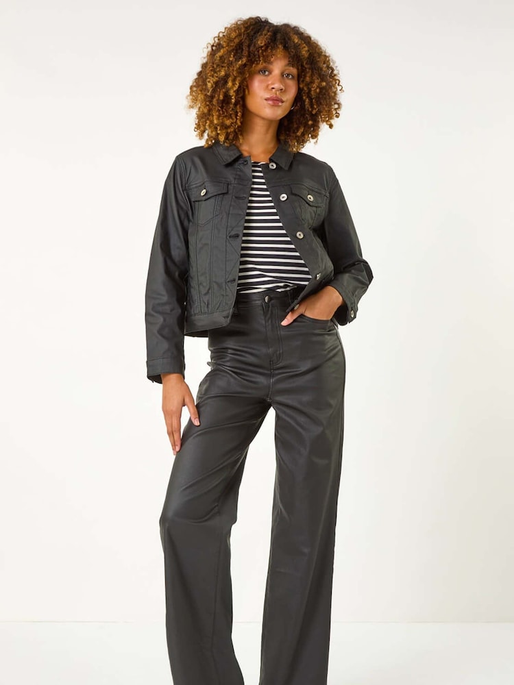 Roman Black Coated Pocket Detail Jacket - Image 2 of 5