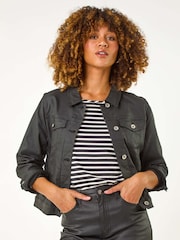 Roman Black Coated Pocket Detail Jacket - Image 4 of 5