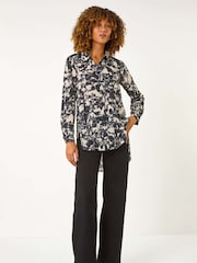 Roman Abstract Print Collar Button Detail Shirt - Bild 2 von 5