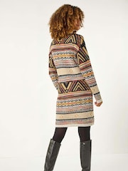 Roman Brown Pattern Knitted Dress - Image 3 of 5