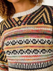 Roman Brown Pattern Knitted Dress - Image 5 of 5