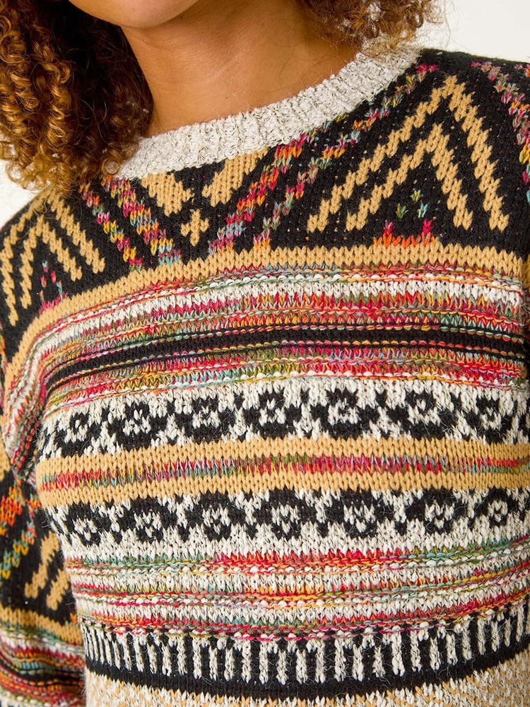 Roman Brown Pattern Knitted Dress - Image 5 of 5