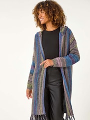 Roman Black Hooded Knit Longline Cardigan - Image 1 of 5
