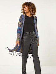 Roman Black Hooded Knit Longline Cardigan - Image 5 of 5