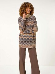 Roman Black Jacquard Pattern Turtle Neck Knit Jumper - Image 5 of 5