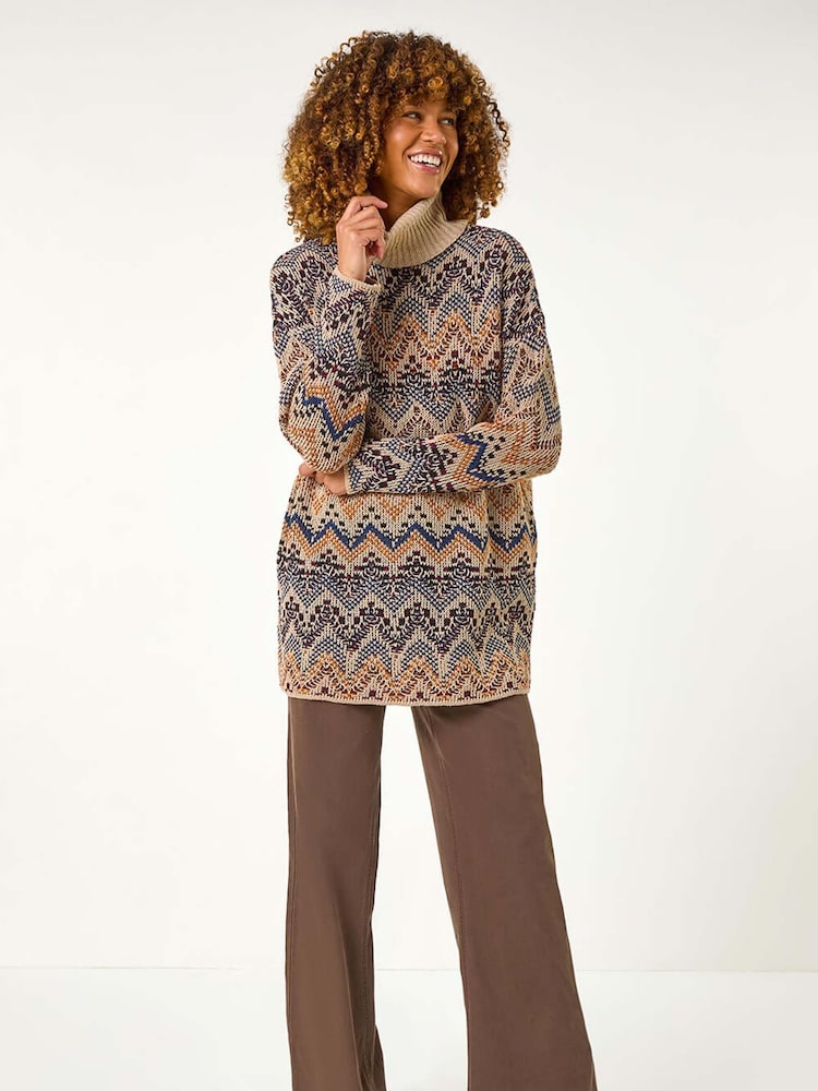 Roman Black Jacquard Pattern Turtle Neck Knit Jumper - Image 5 of 5