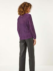 Roman Purple Shimmer Plisse Pleated Top - Image 3 of 5