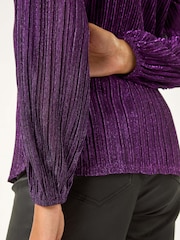 Roman Purple Shimmer Plisse Pleated Top - Image 5 of 5