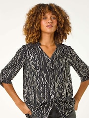 Roman Blue Dotted Foil Frill Detail Shirt - Image 2 of 5