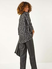 Roman Blue Dotted Foil Frill Detail Shirt - Image 3 of 5