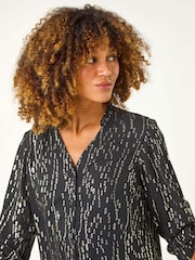 Roman Blue Dotted Foil Frill Detail Shirt - Image 4 of 5