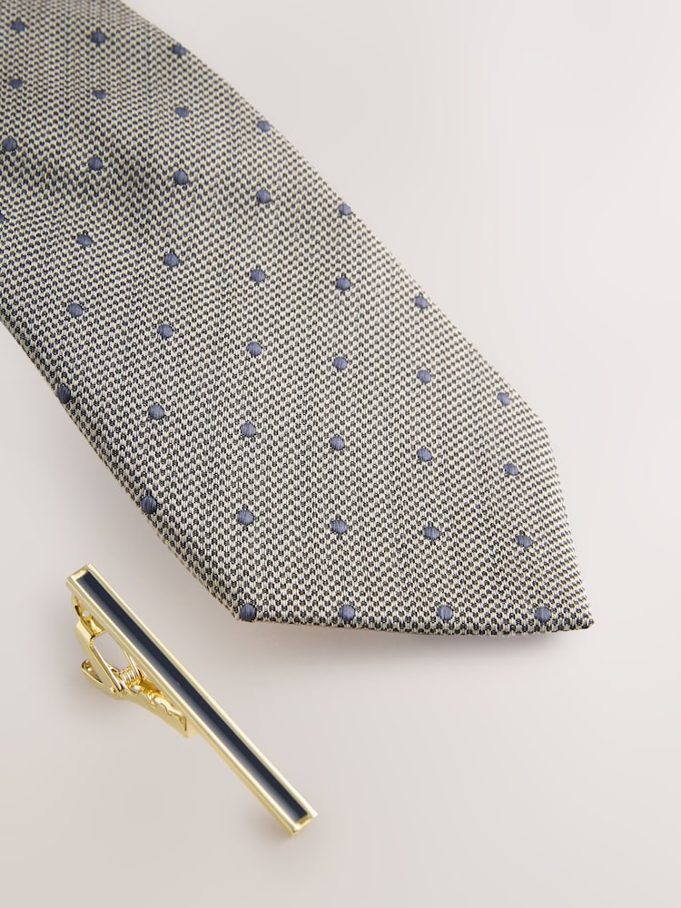 Neutral Polka Dot Tie - Image 2 of 3