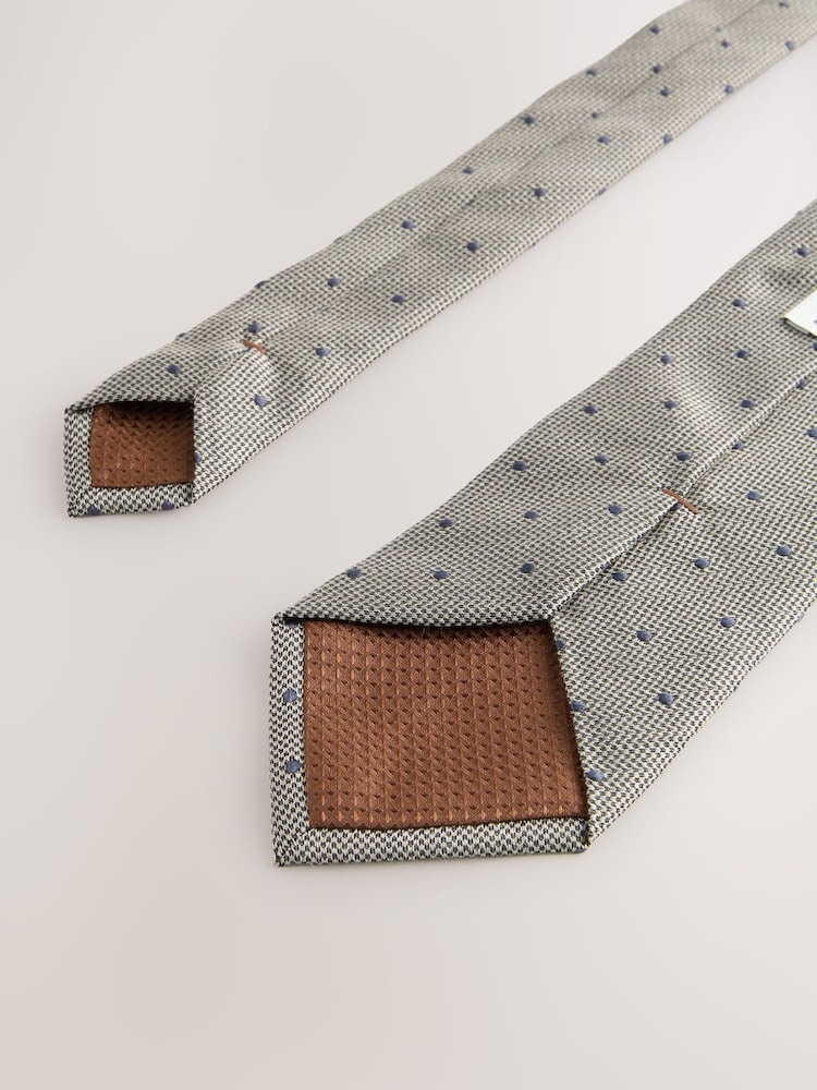 Neutral Polka Dot Tie - Image 3 of 3