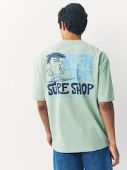Green Surf Character Regular Fit Graphic Print T-Shirt - Image 3 of 8