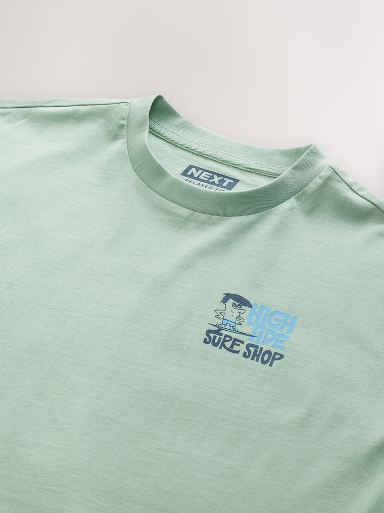 Green Surf Character Regular Fit Graphic Print T-Shirt - Image 8 of 8