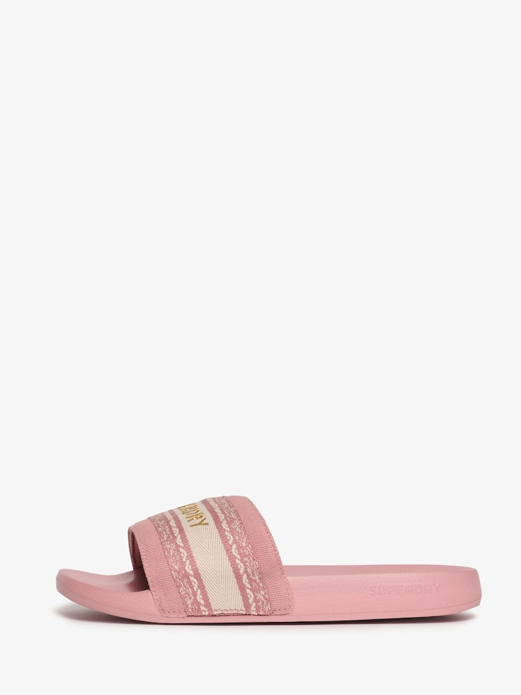 Superdry Pink Webbing Interest Pool Slides - Image 2 of 6