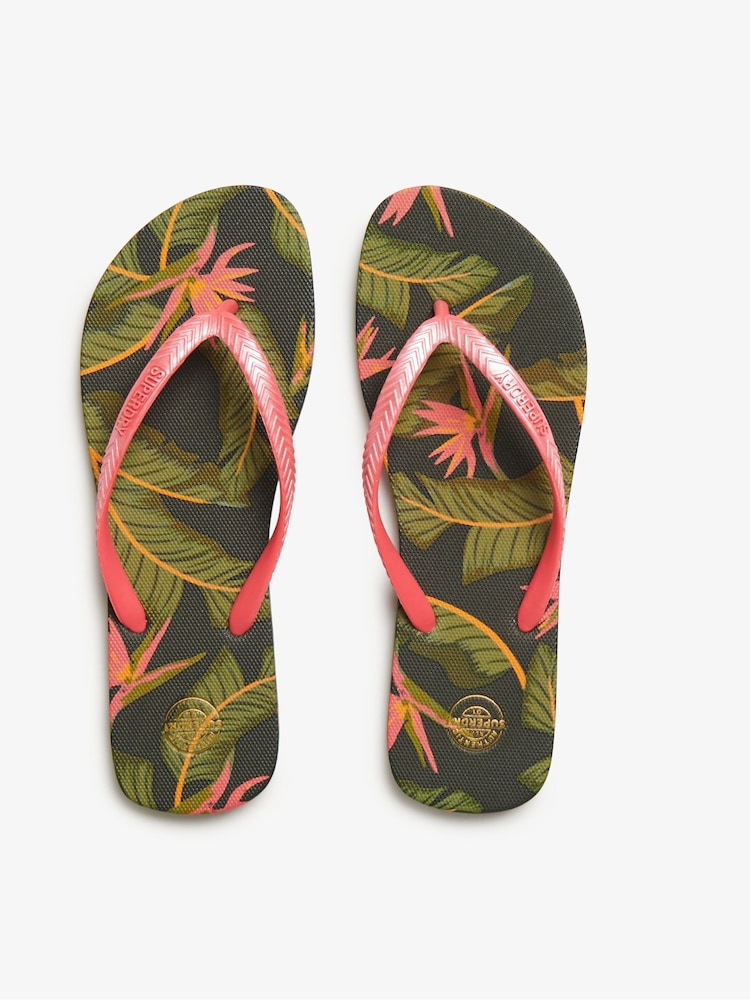 Superdry Green Printed Flip Flops - Image 5 of 6