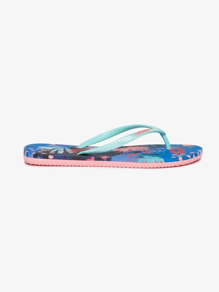 Superdry Blue Printed Flip Flops - Image 1 of 6