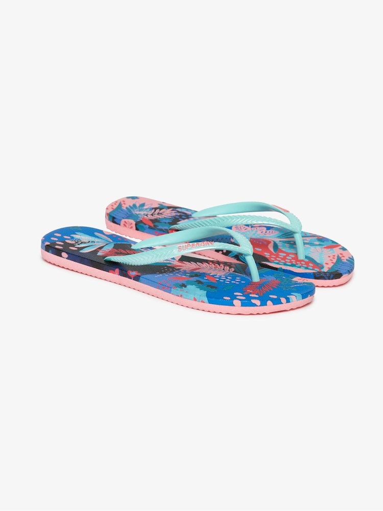 Superdry Blue Printed Flip Flops - Image 4 of 6