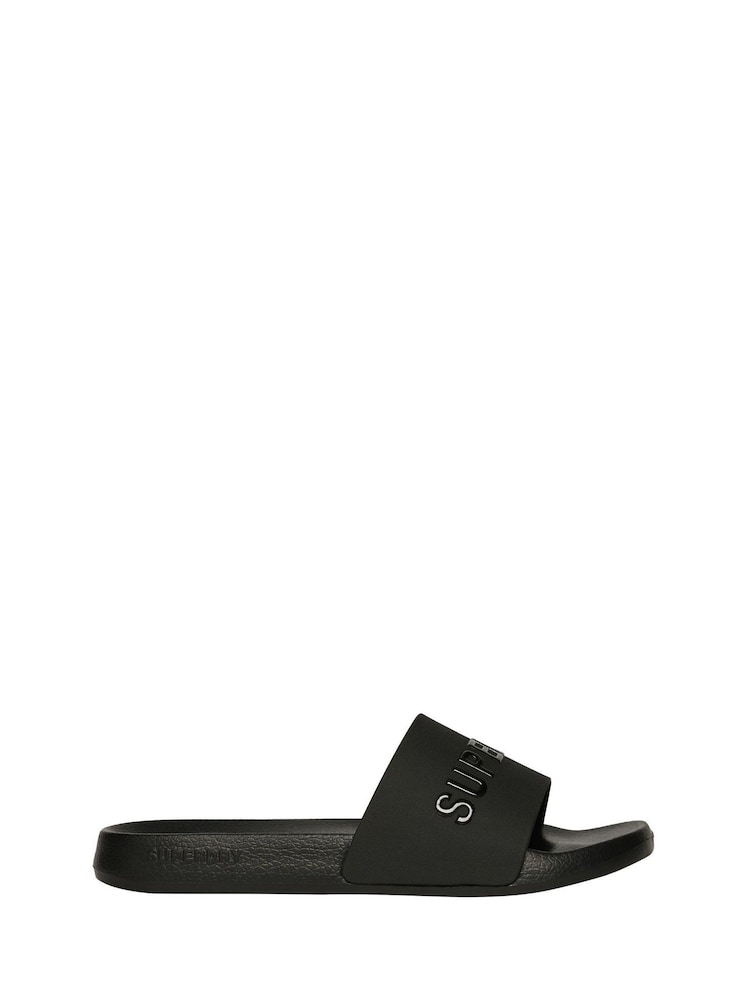 Superdry Black Luxe Logo Pool Slides - Image 1 of 4