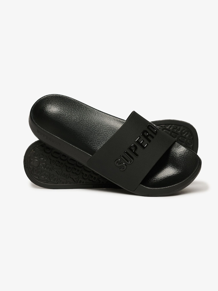 Superdry Black Luxe Logo Pool Slides - Image 2 of 4