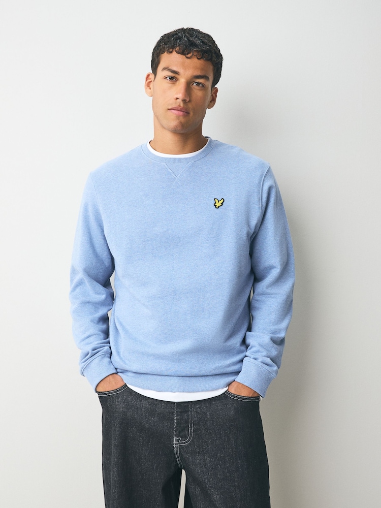 Lyle & Scott Blue Heathered Crew Neck 100% Cotton Sweatshirt - Image 1 of 5 Lyle & Scott Blue Heathered Crew Neck 100% Cotton Sweatshirt - Image 1 of 5