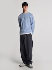 Lyle & Scott Blue Heathered Crew Neck 100% Cotton Sweatshirt - Image 2 of 5