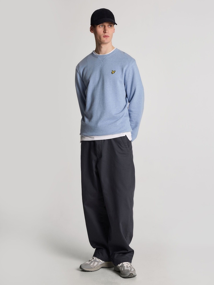 Lyle & Scott Blue Heathered Crew Neck 100% Cotton Sweatshirt - Image 2 of 5