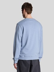 Lyle & Scott Blue Heathered Crew Neck 100% Cotton Sweatshirt - Image 3 of 5